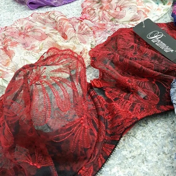 34DD Paramour 115009 Ellie Demi Unlined Lace Japanese Red Blossoms🌹 NWT - Picture 15 of 16